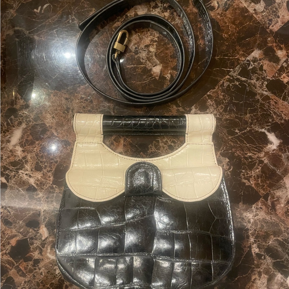 Staud black and white buckle bag with strap - Madeleine